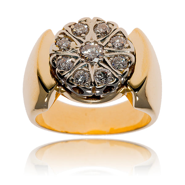 Gentleman's 10KT Yellow and White Gold 1.00 Carat Diamond Cluster Ring Default Title