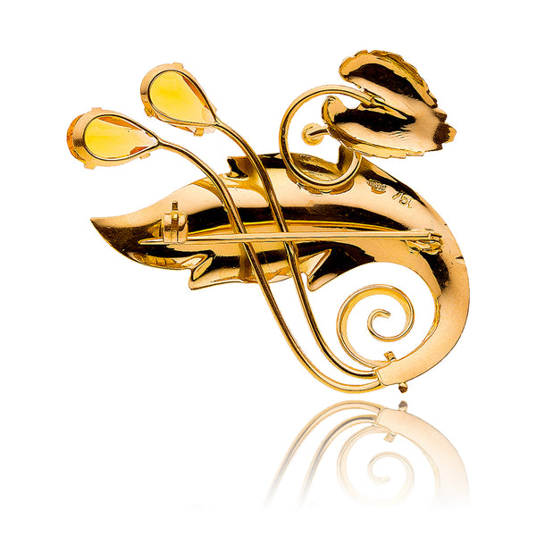 18K Yellow Gold Leaf Brooch Default Title