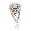 18K White Gold 3-Tiered Diamond Cluster Rose Gold Ring Default Title