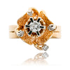 14-18K Yellow and White Gold Organically Designed .20 Carat Diamond Ring with Small Diamond Punctuations Default Title