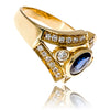 18K Yellow Gold Oval Sapphire & Diamond Ring Default Title