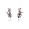 Paire Of Diamond & Synthetic Sapphire Cluster Rose Gold & Leaf Design Earrings Default Title