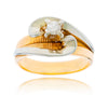 10K White Gold Swirl Diamond Ring With Textured Yellow Gold Undergallery Default Title