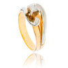 10K White Gold Swirl Diamond Ring With Textured Yellow Gold Undergallery Default Title