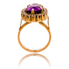 14KT Rose Gold Oval Shaped Amethyst and Cubic Zirconia Cluster Style Ring Default Title