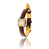 Lady's 18KT Yellow and White Gold OMEGA Swiss Made Dress Watch with Diamond Bezel and Calfskin Strap Default Title