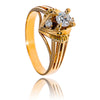 14KT Yellow Gold .33 Carat Diamond Engagement Ring with Diamonds Set on the North and South Tips and Finished with an Open Ribbed Band Default Title