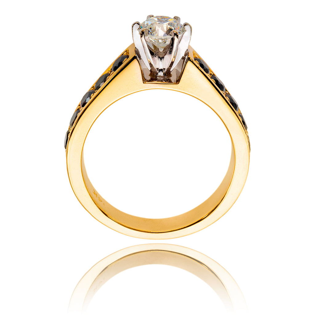 14K Engagement Ring with White and Black Diamonds Default Title