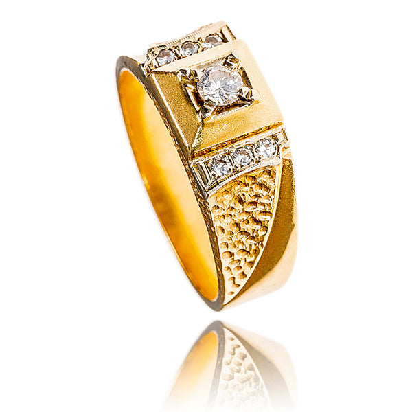 Gentleman's 14KT Yellow Gold and White Gold .45 Carat Total Weight Diamond Ring Default Title