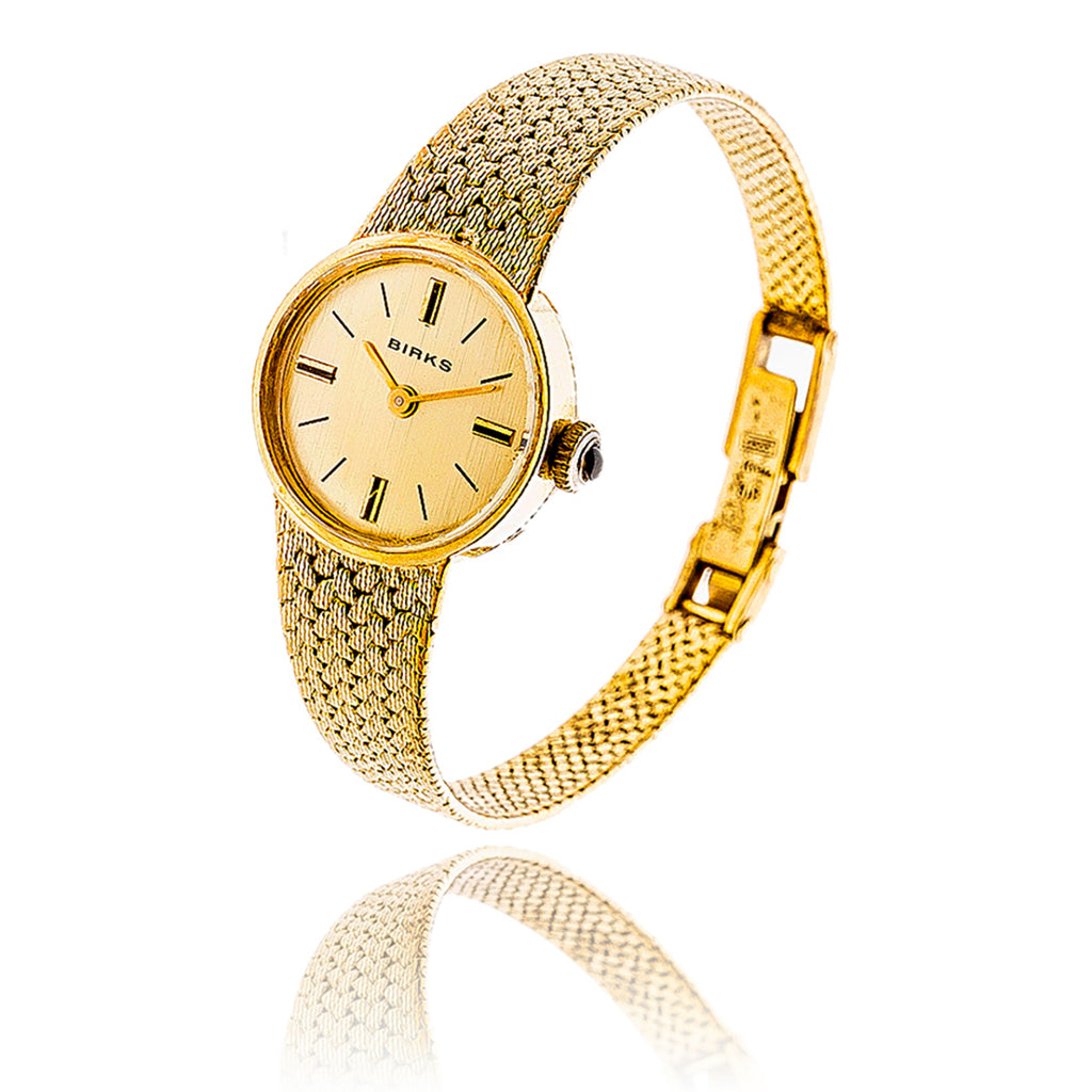 14KT Yellow Gold BIRKS Dress Watch with Round Shaped Champagne Coloured Dial Default Title