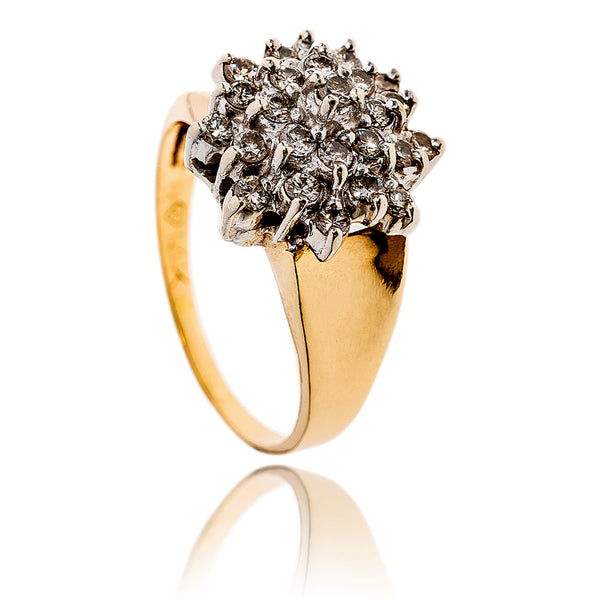 14KT Yellow and White Gold .75 Carat Diamond Cluster Ring Default Title