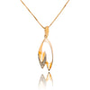 14KT Yellow and White Gold Fancy Open Design Diamond Pendant with 43cm Yellow Gold Box Link Chain Default Title