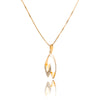 14KT Yellow and White Gold Fancy Open Design Diamond Pendant with 43cm Yellow Gold Box Link Chain Default Title