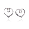 Paire Of Loopy Heart Shaped Stud Earrings With Cubic Zirconia Default Title