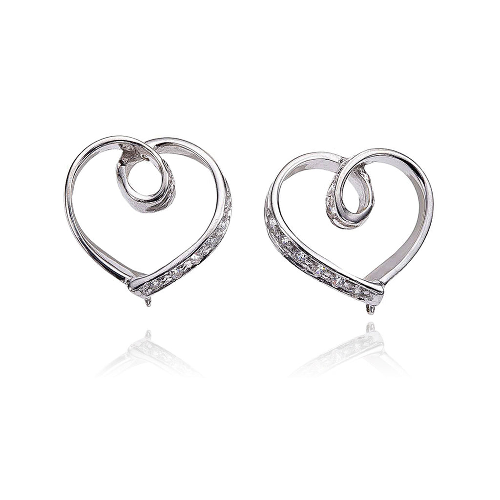 Paire Of Loopy Heart Shaped Stud Earrings With Cubic Zirconia Default Title