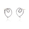 Paire Of Loopy Heart Shaped Stud Earrings With Cubic Zirconia Default Title