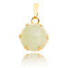 Silver & Yellow Gold Plated Cabochon Cut Green Quartz Pendant Default Title