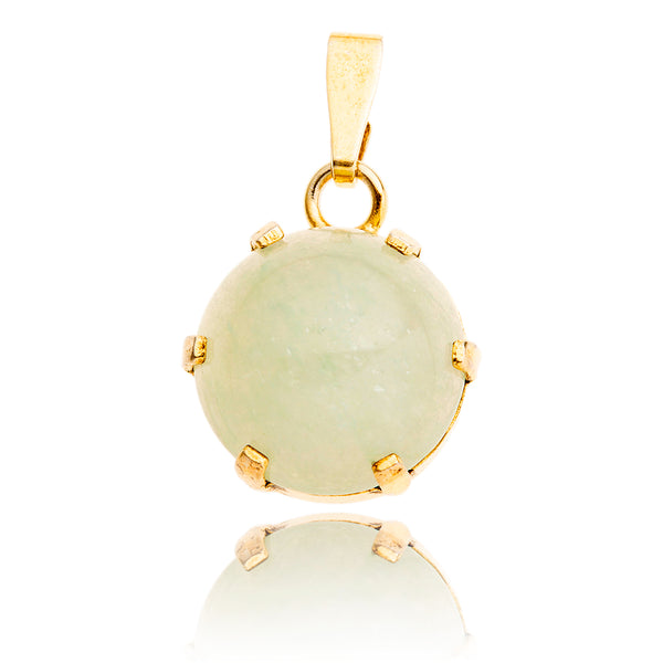 Silver & Yellow Gold Plated Cabochon Cut Green Quartz Pendant Default Title