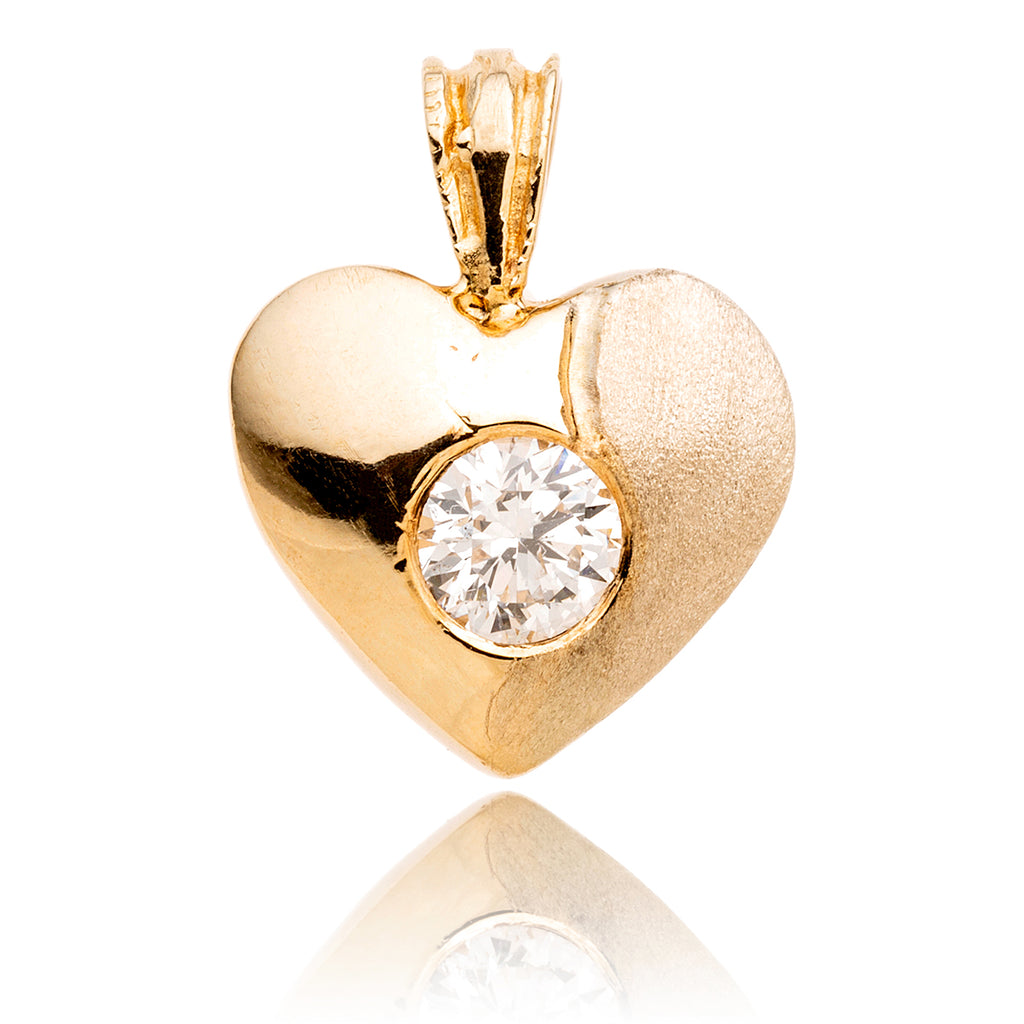 10K Yellow Gold Heart Shaped Pendant With A .34 Carat Diamond Default Title