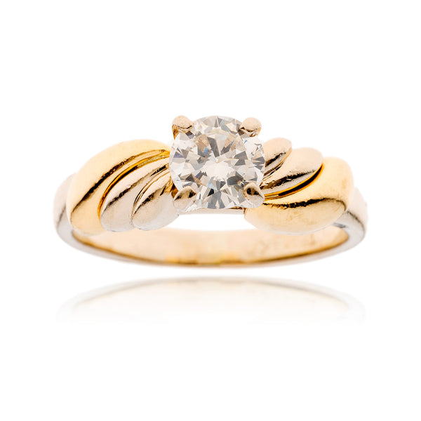 14K White & Yellow Gold .60 Carat Solitaire Diamond Engagement Ring Default Title