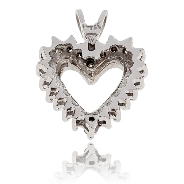 Lovely 14KT White Gold Open Heart Pendant with Split Rabbit Ear Bale Default Title