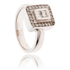 14K White Gold Rectangular Shaped Ring With Baguette & Round Brilliant Cut Diamonds Default Title