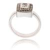 14K White Gold Rectangular Shaped Ring With Baguette & Round Brilliant Cut Diamonds Default Title