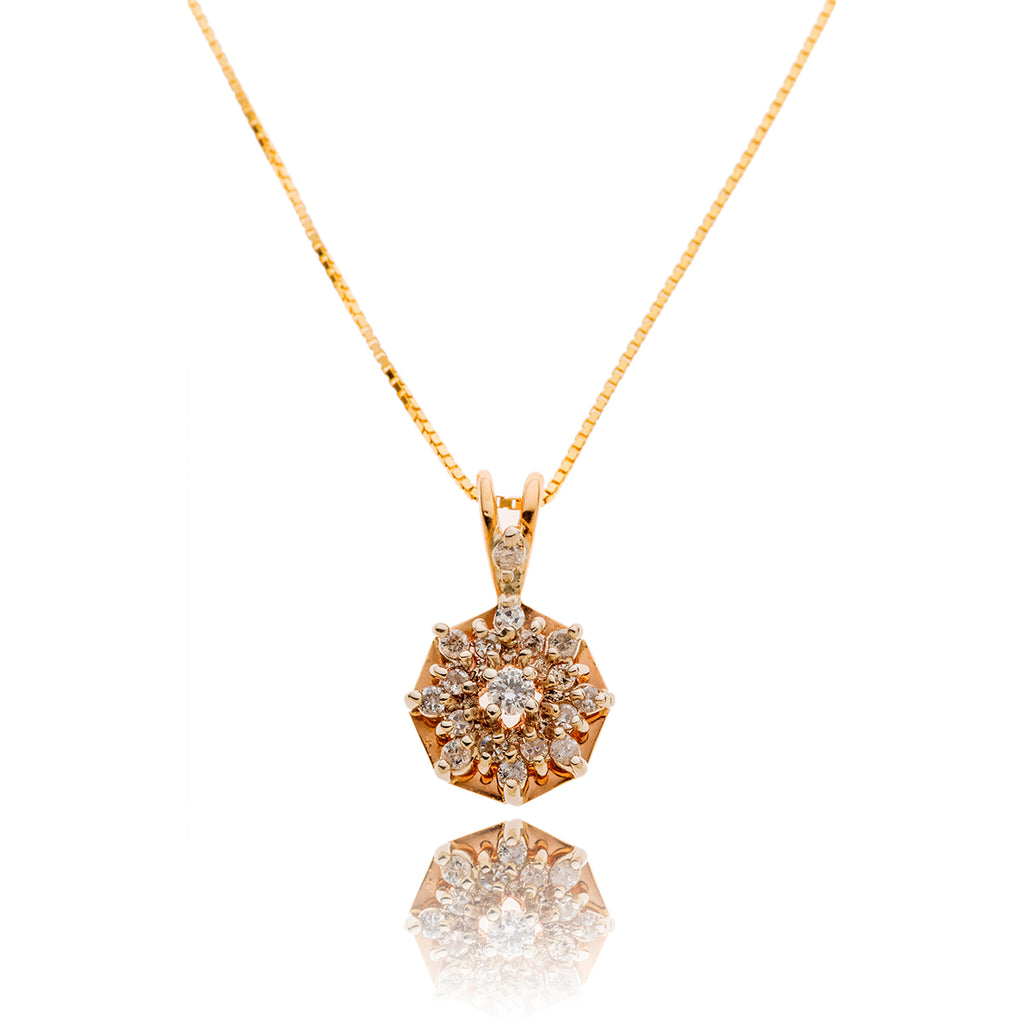 14K Diamond Cluster Pendant with Chain Default Title