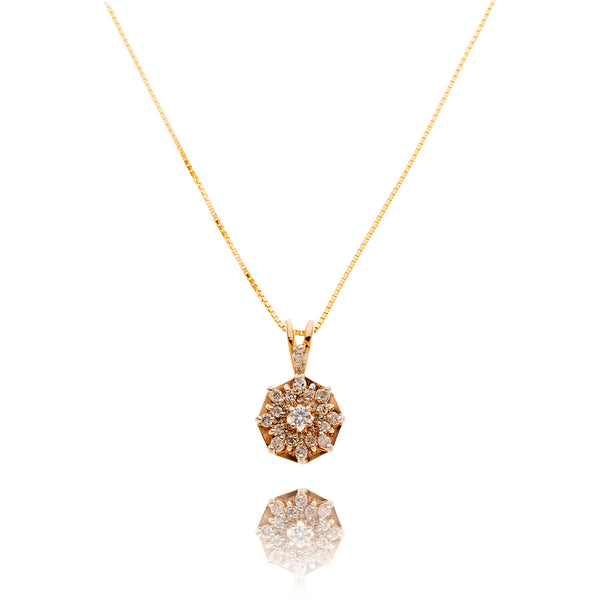 14K Diamond Cluster Pendant with Chain Default Title