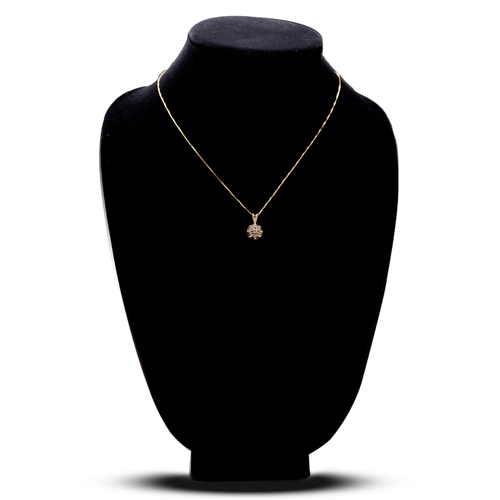 14K Diamond Cluster Pendant with Chain Default Title