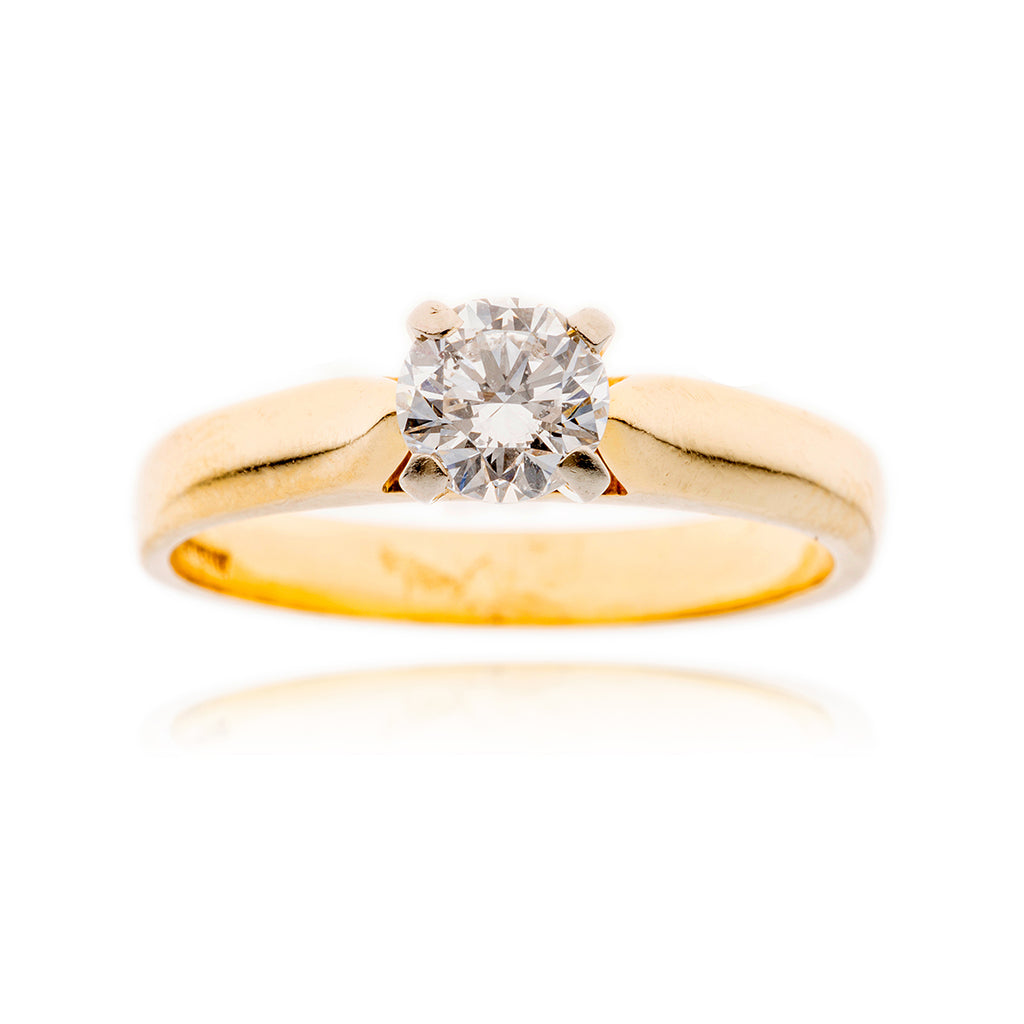 14K Yellow & White Gold 4-Prong .54 Carat Solitaire Diamond Engagement Ring Default Title