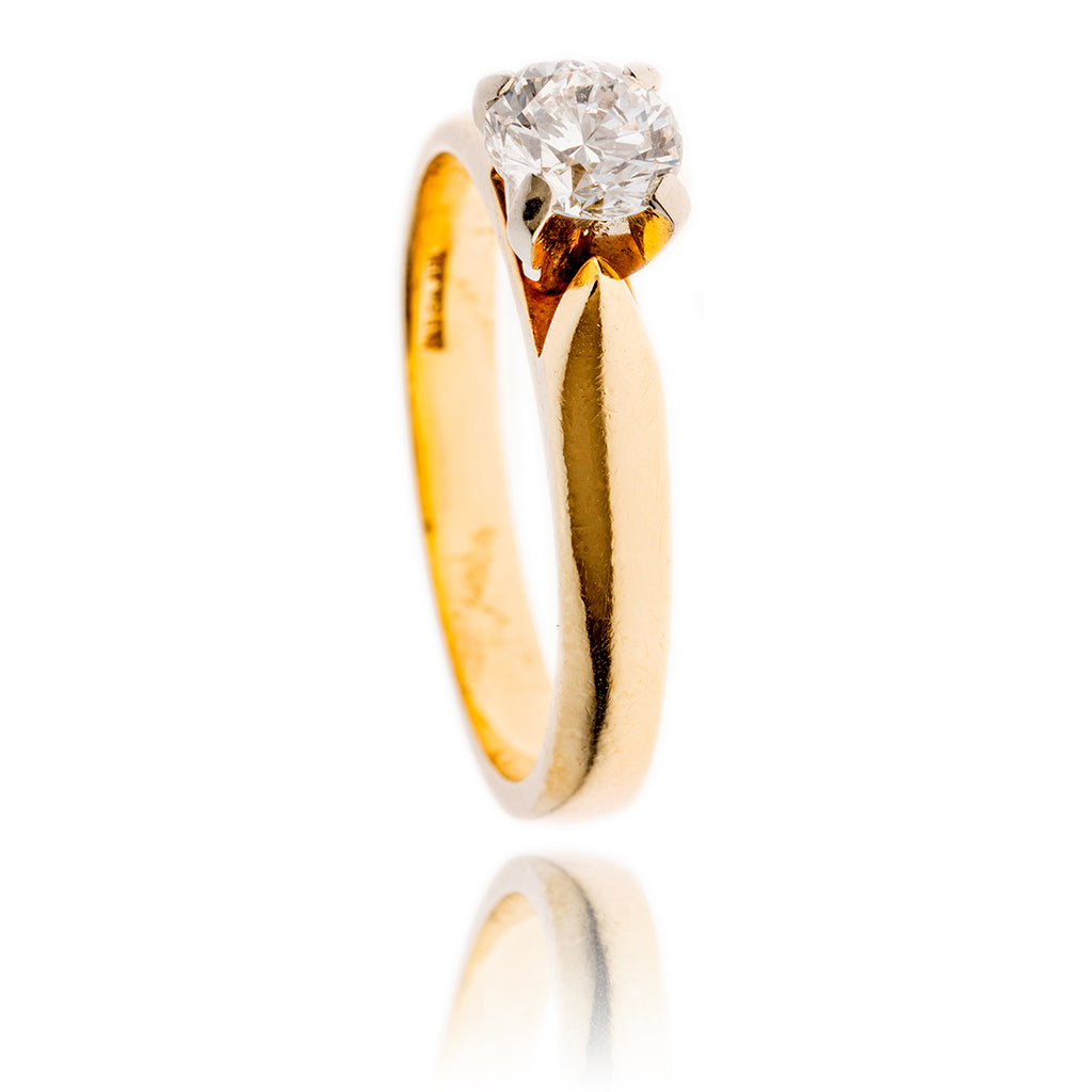 14K Yellow & White Gold 4-Prong .54 Carat Solitaire Diamond Engagement Ring Default Title