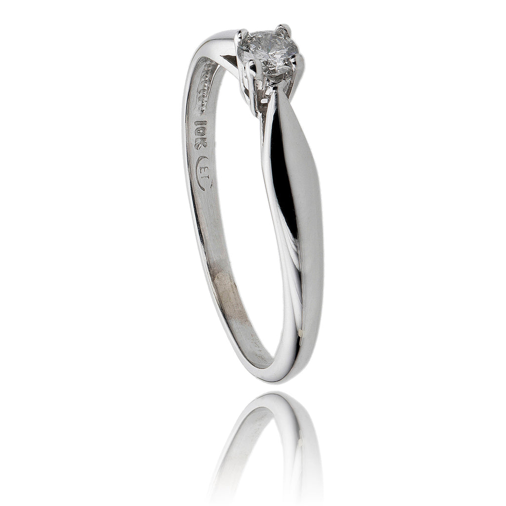 10KT White Gold .14ct 4-Prong Diamond Solitaire Ring Default Title