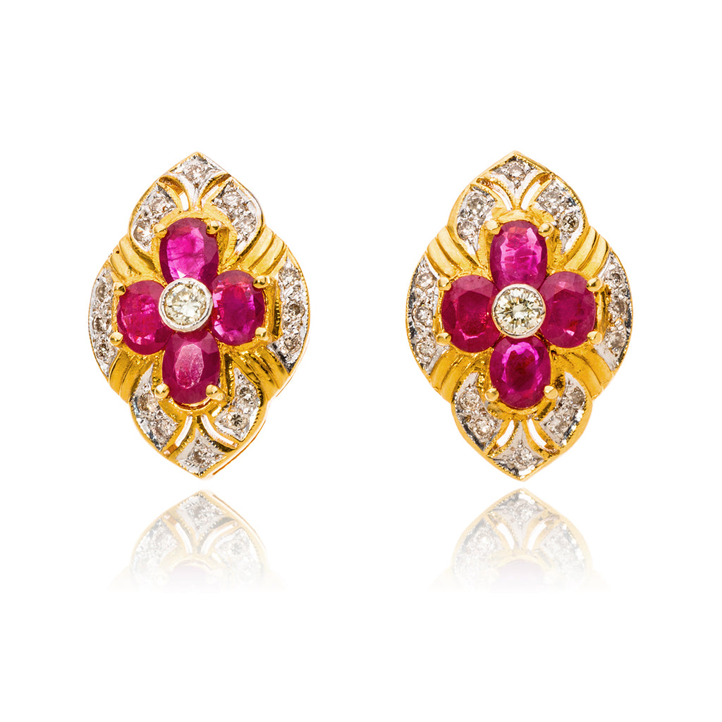 22K Ruby & Diamond Earrings Default Title