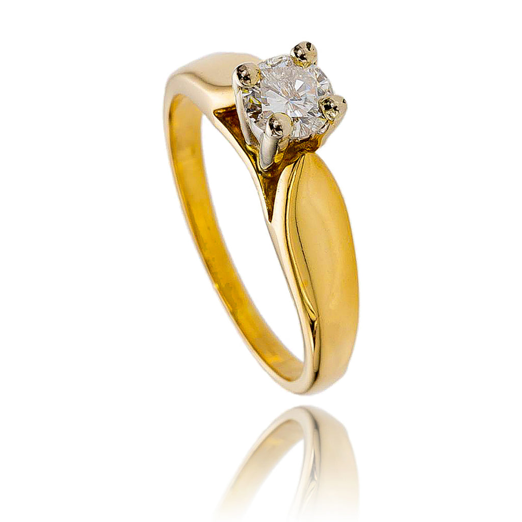 14KT Yellow and White Gold 4-Prong .27 Carat Diamond Solitaire Ring Default Title