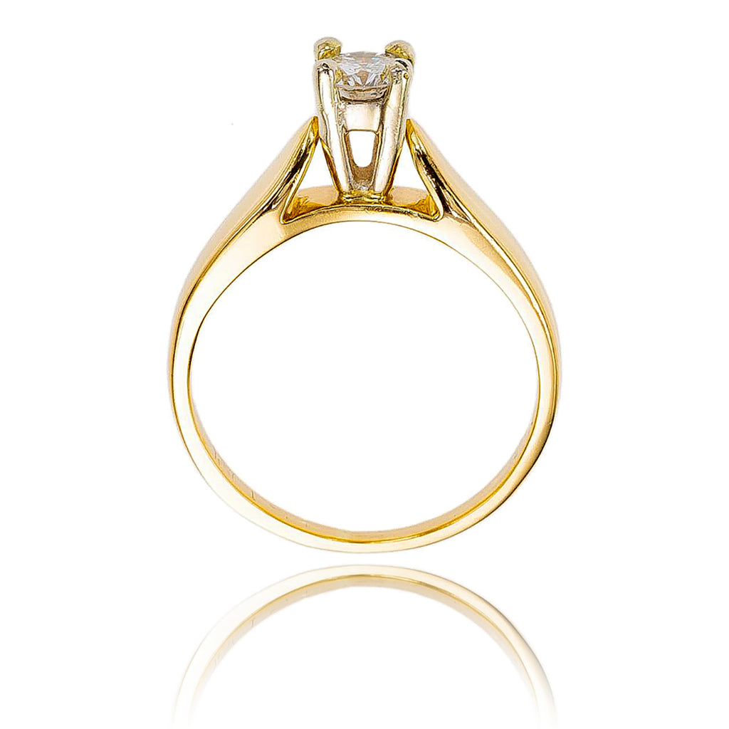 14KT Yellow and White Gold 4-Prong .27 Carat Diamond Solitaire Ring Default Title