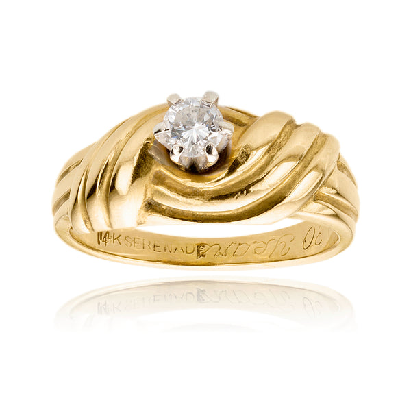 14KT Yellow and White Gold .19 Carat Diamond Ring with a Twisted Band Default Title