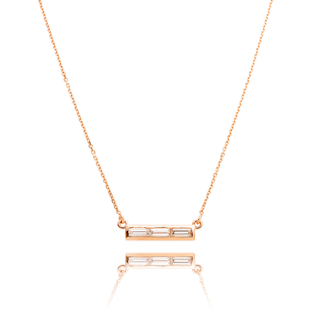 14K Rose Gold 3 Baguette Des Pendant On Rose Gold Chain Default Title