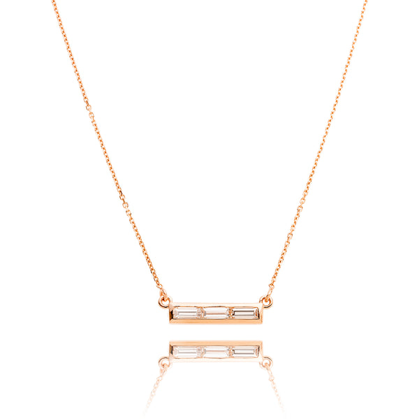 14K Rose Gold 3 Baguette Des Pendant On Rose Gold Chain Default Title