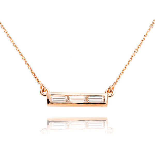 14K Rose Gold 3 Baguette Des Pendant On Rose Gold Chain Default Title