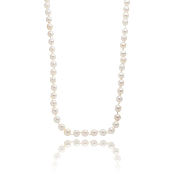 10k pearl necklace with w/g marquise shaped clasp Default Title