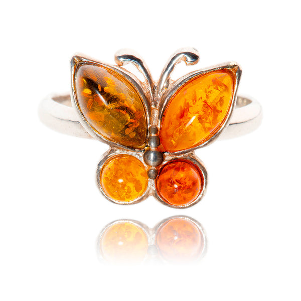 .925 amber butterfly pin & rin Default Title