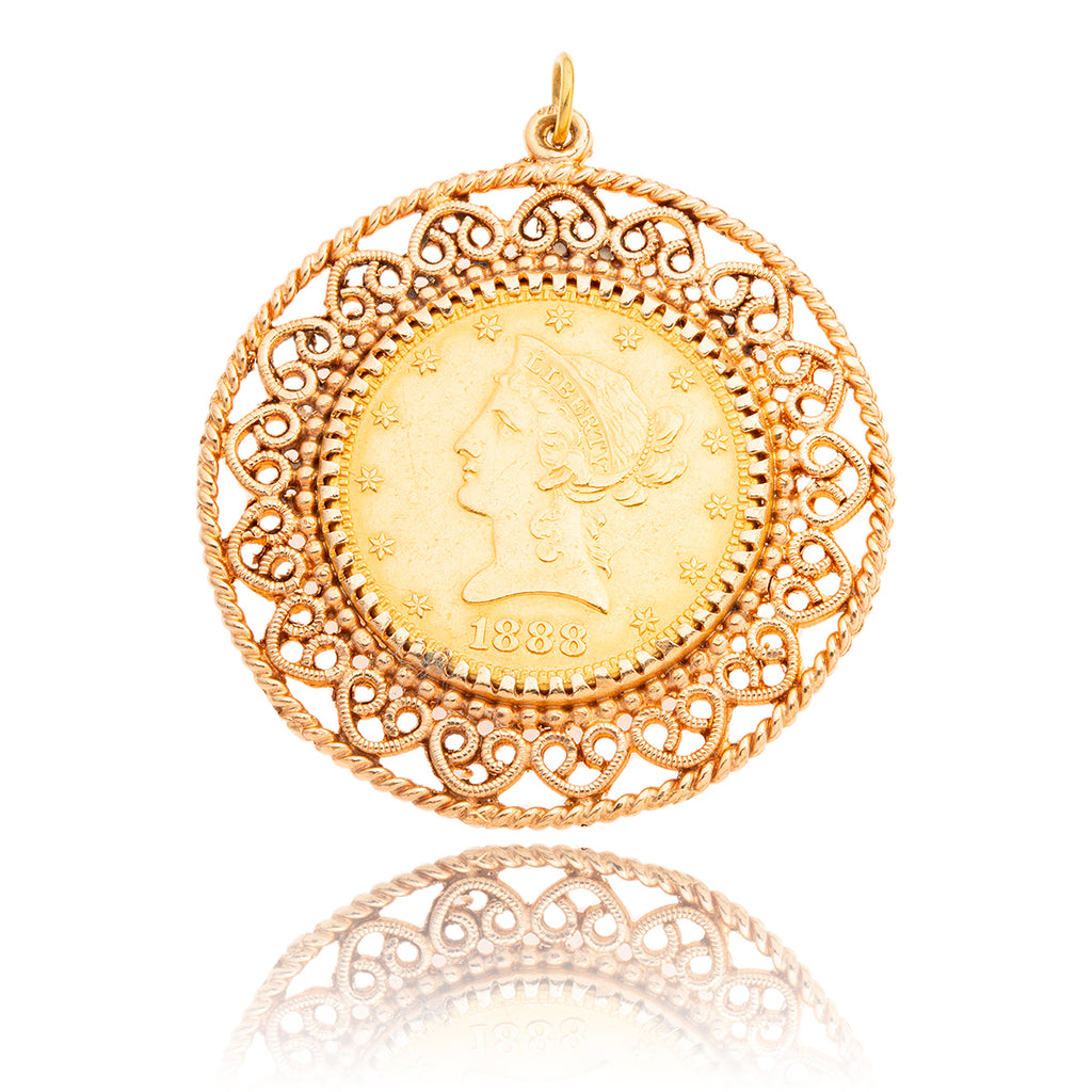 USA $10 Coin and Bezel 14K Pendant Default Title