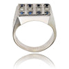 Gentleman's 14KT White Gold 12 Stone Sapphire and Diamond Ring Default Title