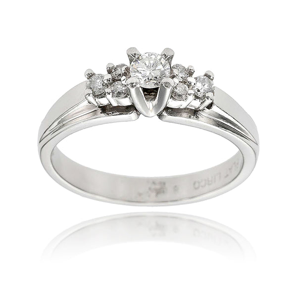 Platinum Set Diamond Solitaire with Trinity of Diamonds on each Shoulder Default Title