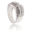 Wrap Style Band with Tapered Baguettes Surrounded by Pave-Set Diamonds Default Title