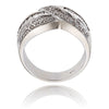 Wrap Style Band with Tapered Baguettes Surrounded by Pave-Set Diamonds Default Title