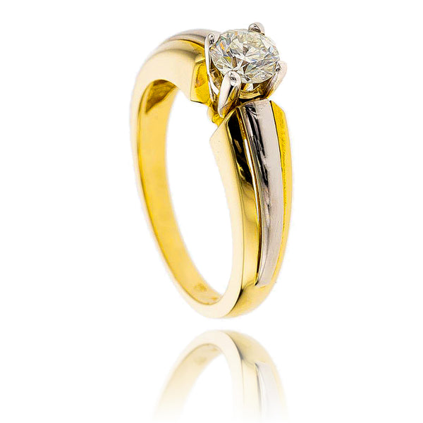 Two-tone 14KT White and Yellow Gold .50 Carat Diamond Solitaire Engagement Ring Default Title