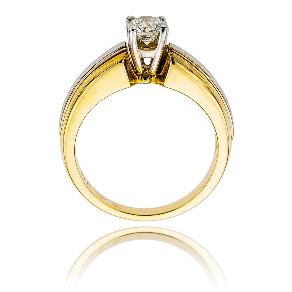 Two-tone 14KT White and Yellow Gold .50 Carat Diamond Solitaire Engagement Ring Default Title