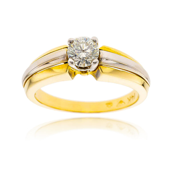 Two-tone 14KT White and Yellow Gold .50 Carat Diamond Solitaire Engagement Ring Default Title